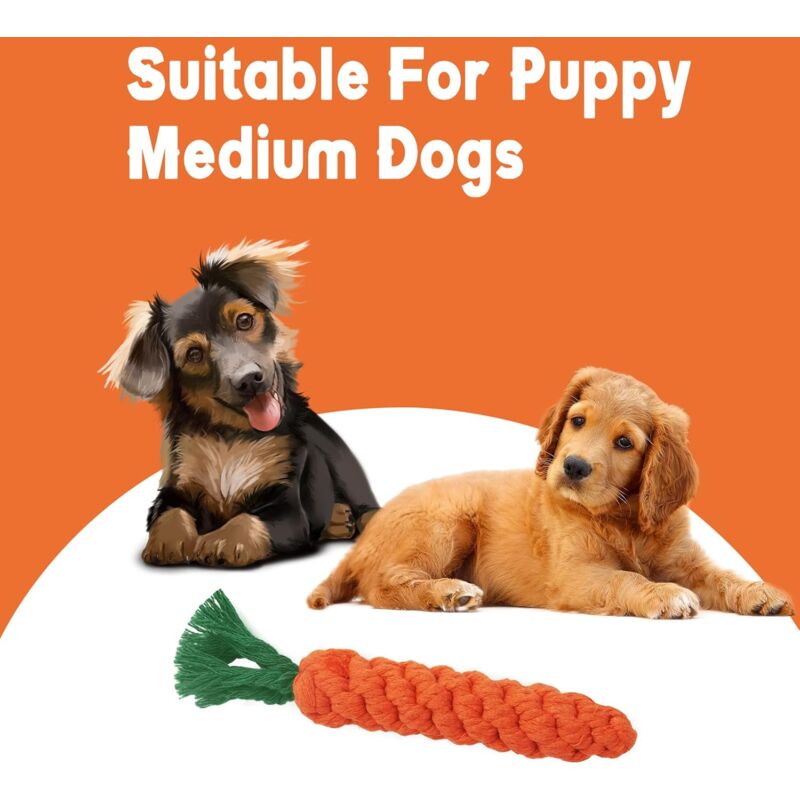 2 pcs Carrot Dog Chew Toys, Braided ROpe Dog Toy, Carrot Dog Toy, Durable Cotton Braided ROpe Chew Toys For Small