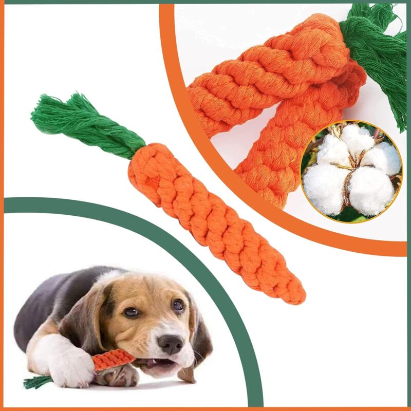 2 pcs Carrot Dog Chew Toys, Braided ROpe Dog Toy, Carrot Dog Toy, Durable Cotton Braided ROpe Chew Toys For Small