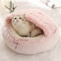 Darzheoy Cat Bed Round Plush Hooded Cat Bed Cave, for Indoor Cats or Small Dog Beds, Calming Pet Beds Calm Anti-nxiety Dog Bed, Waterproof Bottom Washable (16"x16") Pink