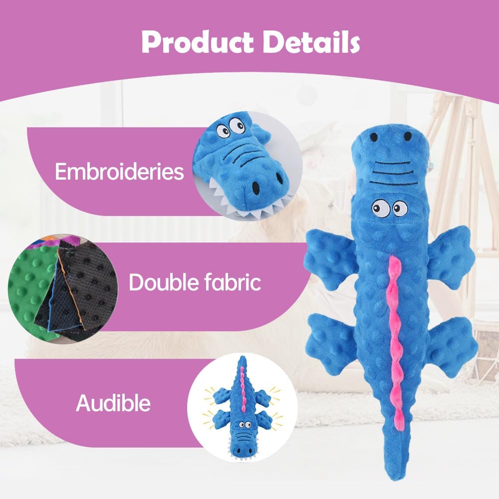 Interactive Dog Toys, 2026 New Cute Squeaky Chew Toys for Dogs, Durable Soft Plush with Squeaker Aggressive Chewers Small Medium Large Breed Dogs (Blue) Blue