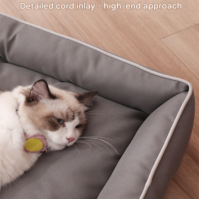Pink Rectangular Pet Bed with Removable Cooling Mat – Durable 600D Oxford Fabric Dog & Cat Bed, High-Rebound PP Cotton Filling, Non-Slip Base, for Medium to Large Breeds, Includes Free Cooling Pad(Size:L)